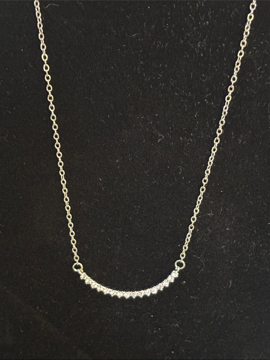 Jewelry - Delicate Silver Curved Crystal Bar
